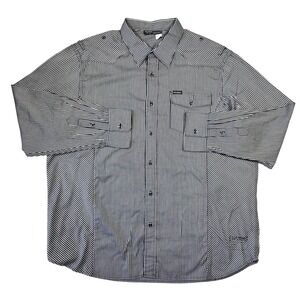Rocawear Mens Shirt 3XL Pinstripe Y2k Grunge Punk 2000s Skater Baggy Button Up‎